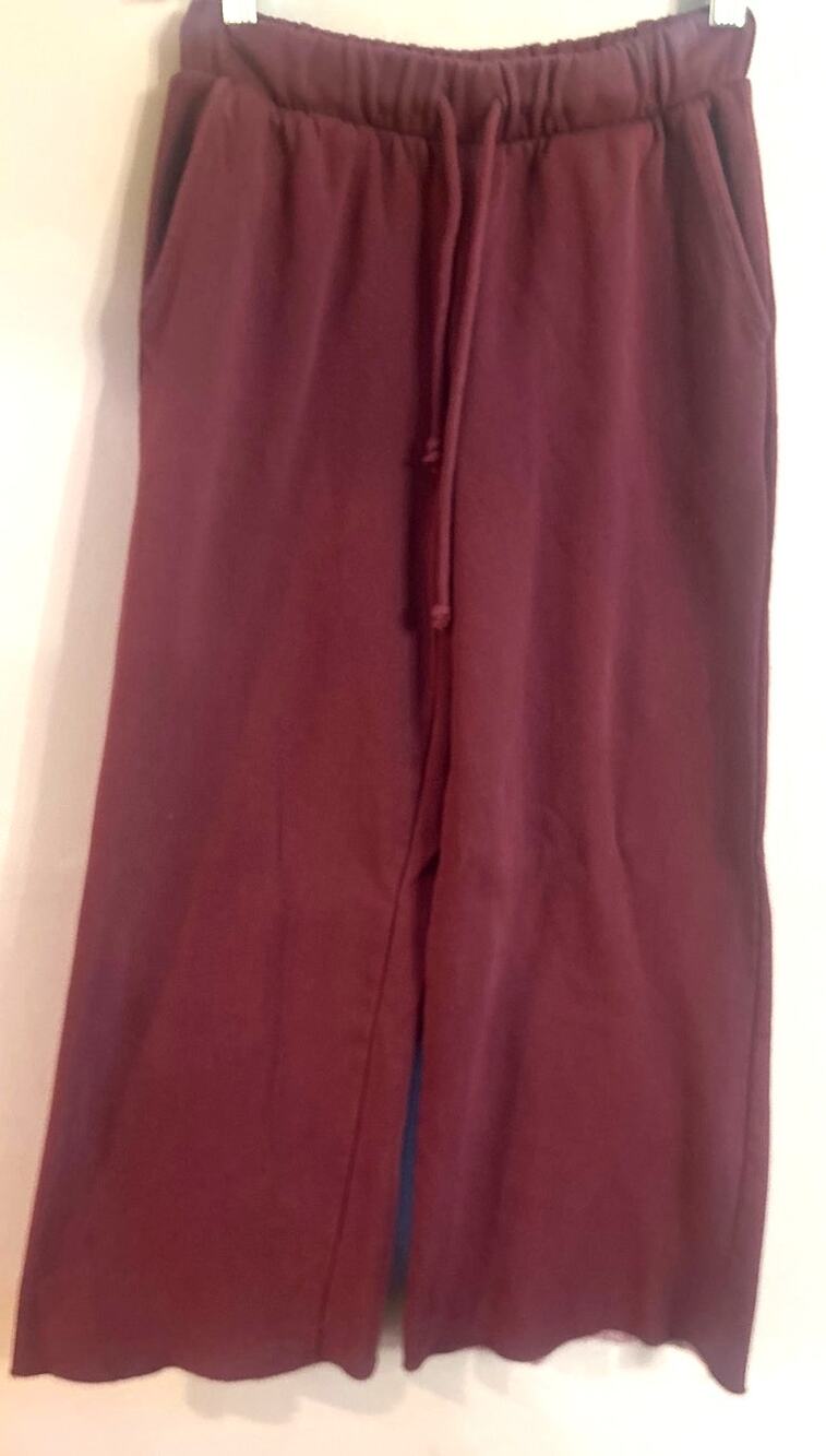 Katie J NYC Tween M Wide Leg Sweatpants Burgundy Oversized Cozy Y2K Lounge
